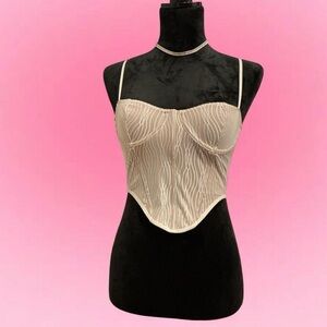 White Fox Boutique Beige Textured Corset Top